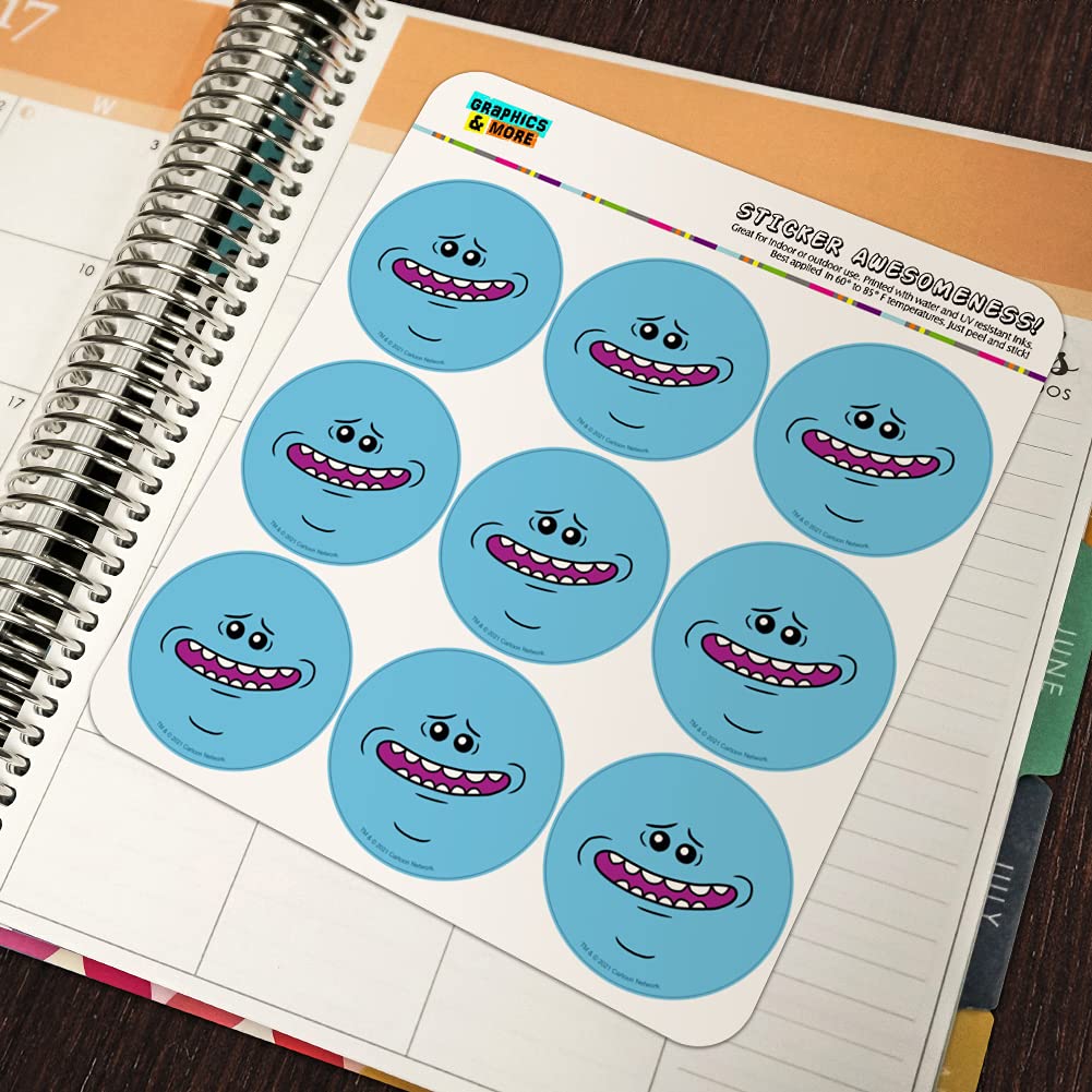Rick and Morty Mr. Meeseeks Face Planner Stickers - Fun Scrapbooking, Bullet Journal & DIY Craft Supplies for Fans - Perfect for Planners, Calendars, Notebooks & Gift Decorations