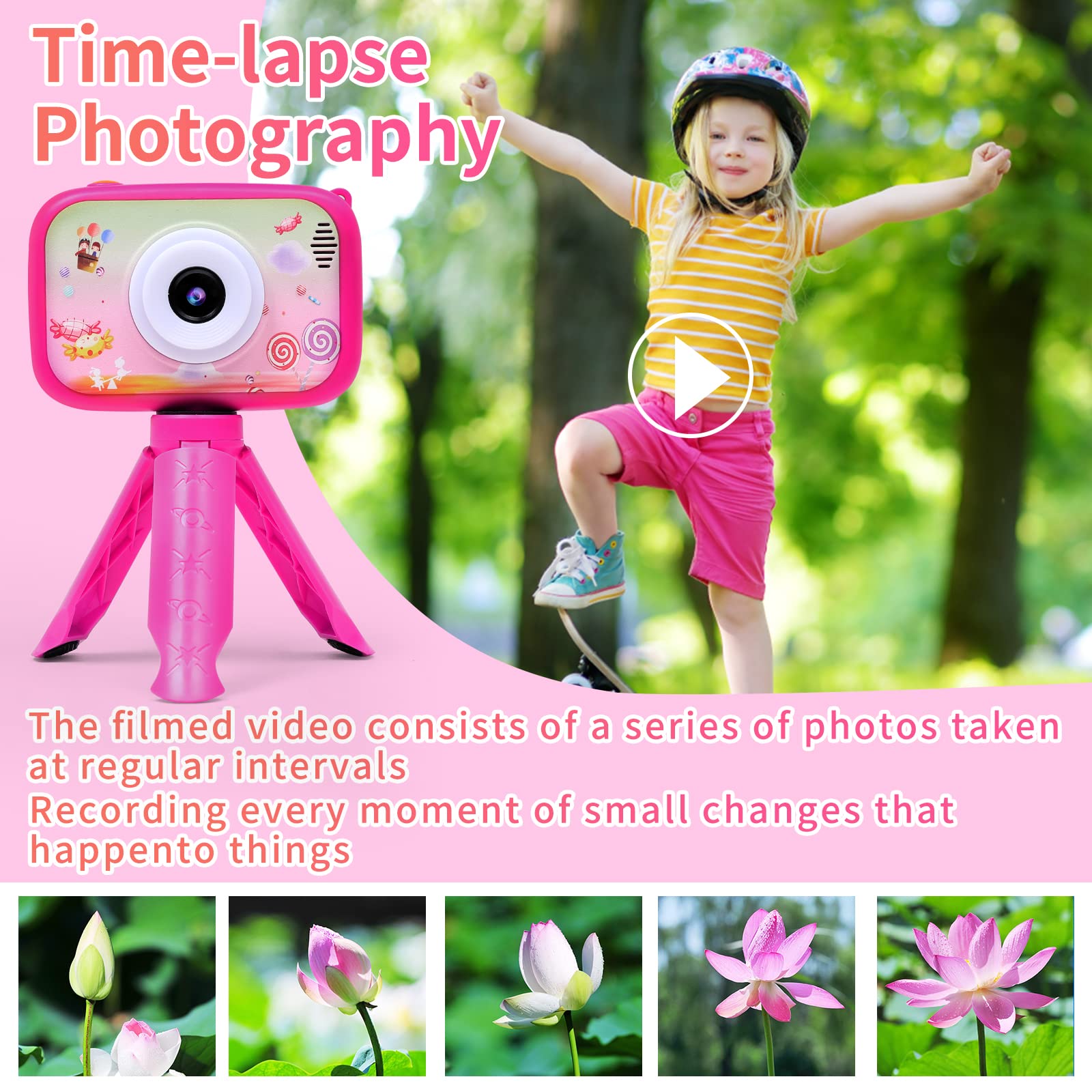 **40MP Kids Digital Camera with Time-Lapse & 1080P HD Video - Dual Selfie Camera for Girls & Boys Ages 3-12 - Includes 32GB SD Card & Reader - Perfect Christmas & Birthday Gift for Photography Fun, Travel & Family Moments**