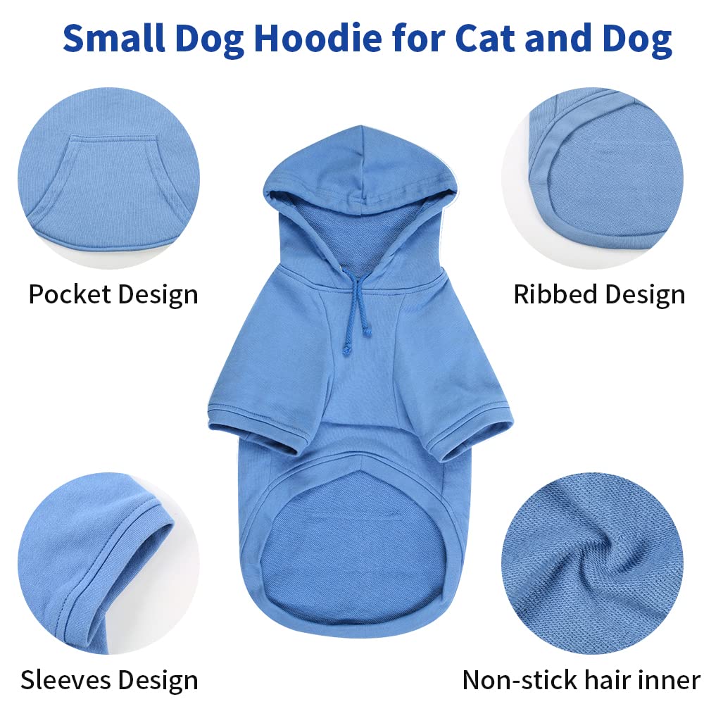 **Dog Hoodies & Sweatshirts with Hood and Pockets - Cozy Pet Clothes for Small Dogs (Blue, Medium) - Perfect for Winter Walks, Outdoor Adventures & Photo Shoots**