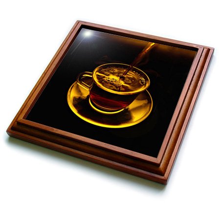 3D Rose Brown Ceramic Tile Coffee Cup Trivet - 8x8 Inches Heat Resistant Coaster for Hot Mugs, Pots & Pans - Perfect for Kitchen, Dining Table & Coffee Bar Decor