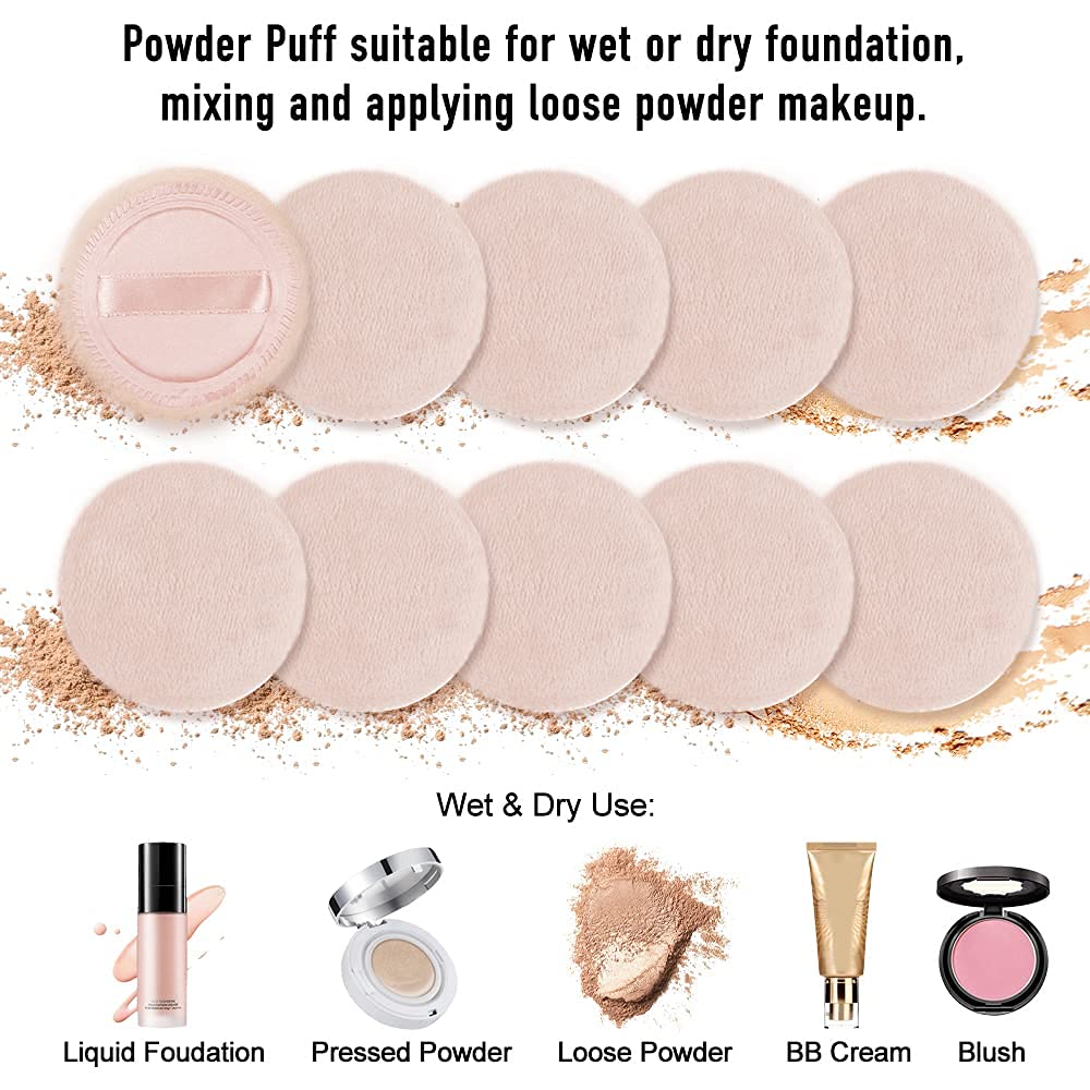 Cosluxe 6-Pack Pure Cotton Powder Puffs for Loose, Mineral & Body Powder - Soft Blending Makeup Applicators for Foundation & Setting Powder | Perfect for Travel & Professional Makeup Kits