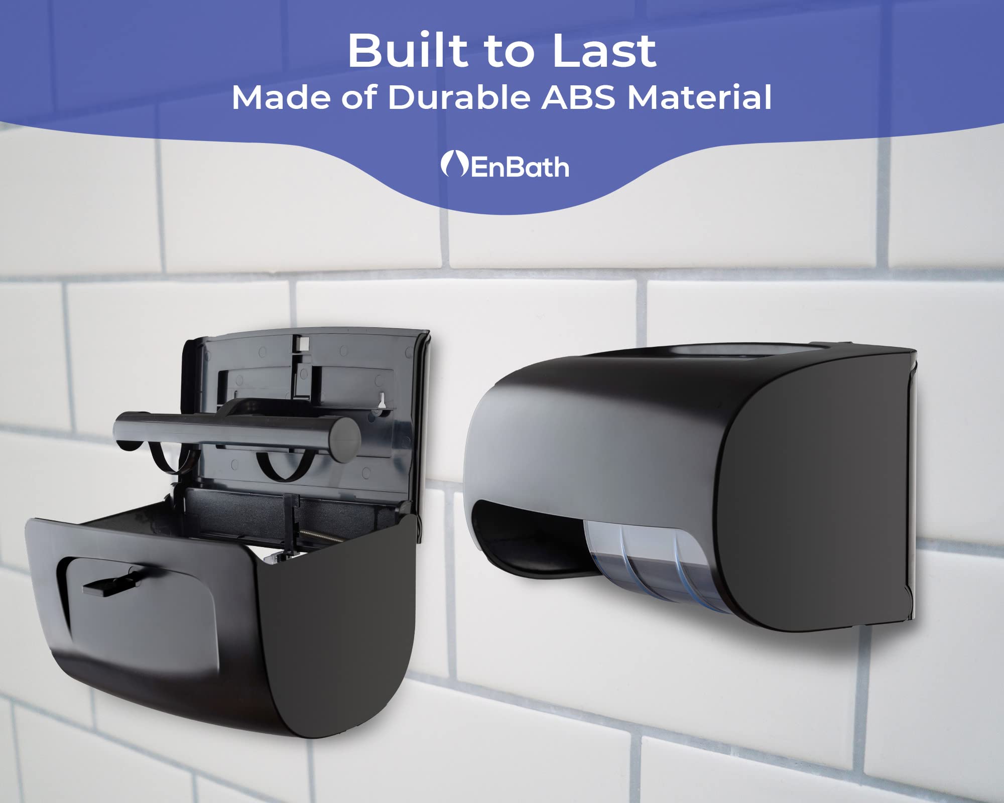 Commercial Double Roll Toilet Paper Dispenser - Wall Mounted 2 Roll Locking Tissue Holder, Compact Side by Side Design (Black) - Perfect for Restrooms, Offices, and High-Traffic Public Spaces