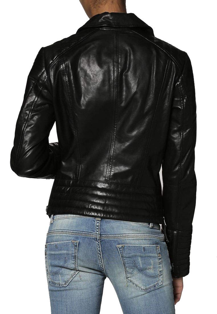 Women's Black Real Leather Motorcycle Jacket - Quilted Bomber Biker Jacket for Stylish Outerwear | Perfect for Riding, Casual Wear & Fashion Outfits