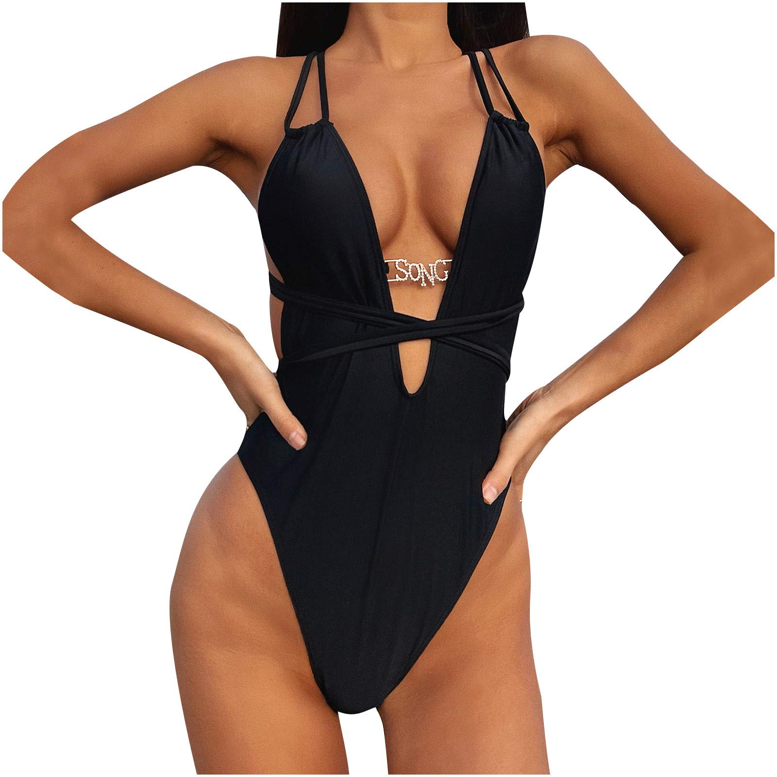 Vintage Deep V Bikini Set for Women - Sexy Beach Swimwear Bathing Suit | Perfect for Pool Party, Summer Vacation & Tropical Getaway