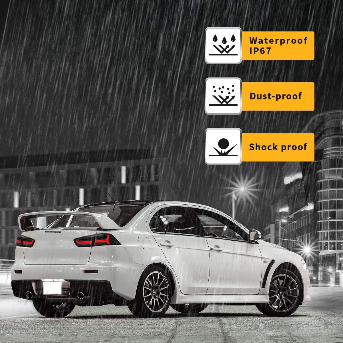 VLAND LED Tail Lights for Mitsubishi Lancer & EVO X 2008-2020 - Smoke/Tinted Full LED Rear Lamp Assembly with Amber Sequential Turn Signal (Not Compatible with Sportbacks/Fortis/IO) | Upgrade Your Car's Style & Safety for Night Driving