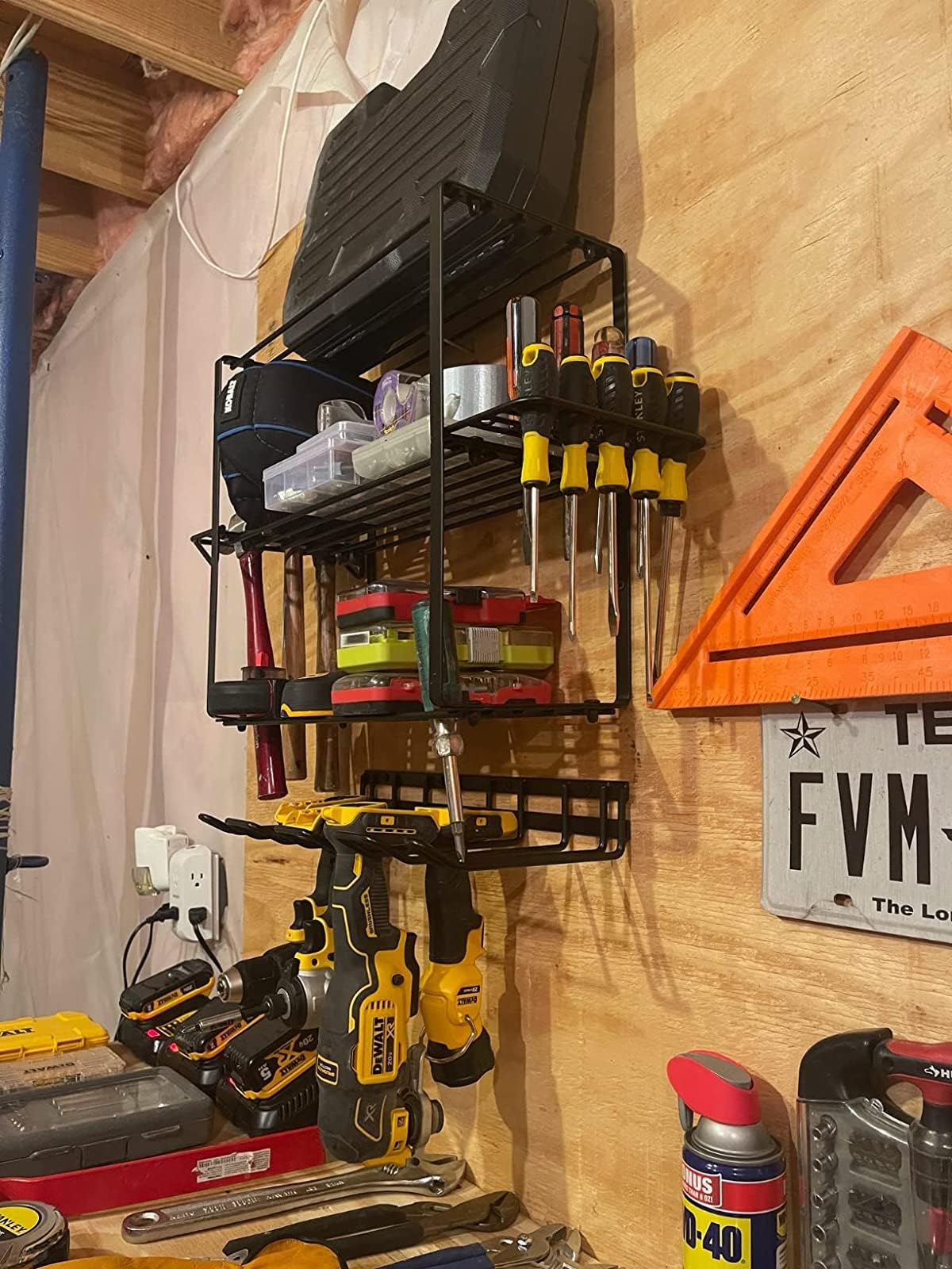 4-Layer Heavy Duty Metal Wall Mount Drill Holder - Power Tool Organizer for Garage & Workshop - Efficient Tool Storage Rack for Men, DIY Enthusiasts & Fathers - Perfect for Christmas Gifts & Home Organization