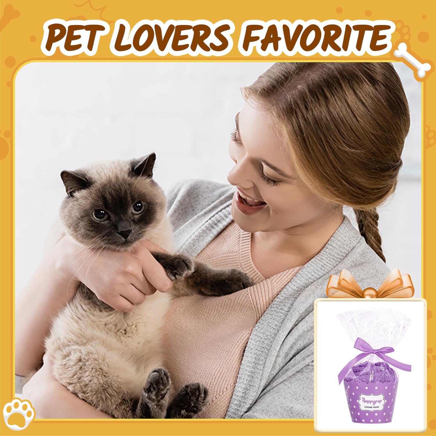 **HappyPop Cat Mom Gifts for Cat Lovers - Funny Novelty Cat Socks, Crazy Silly Purple Fuzzy Socks for Women - Perfect for Birthday, Christmas & Cozy Home Wear**