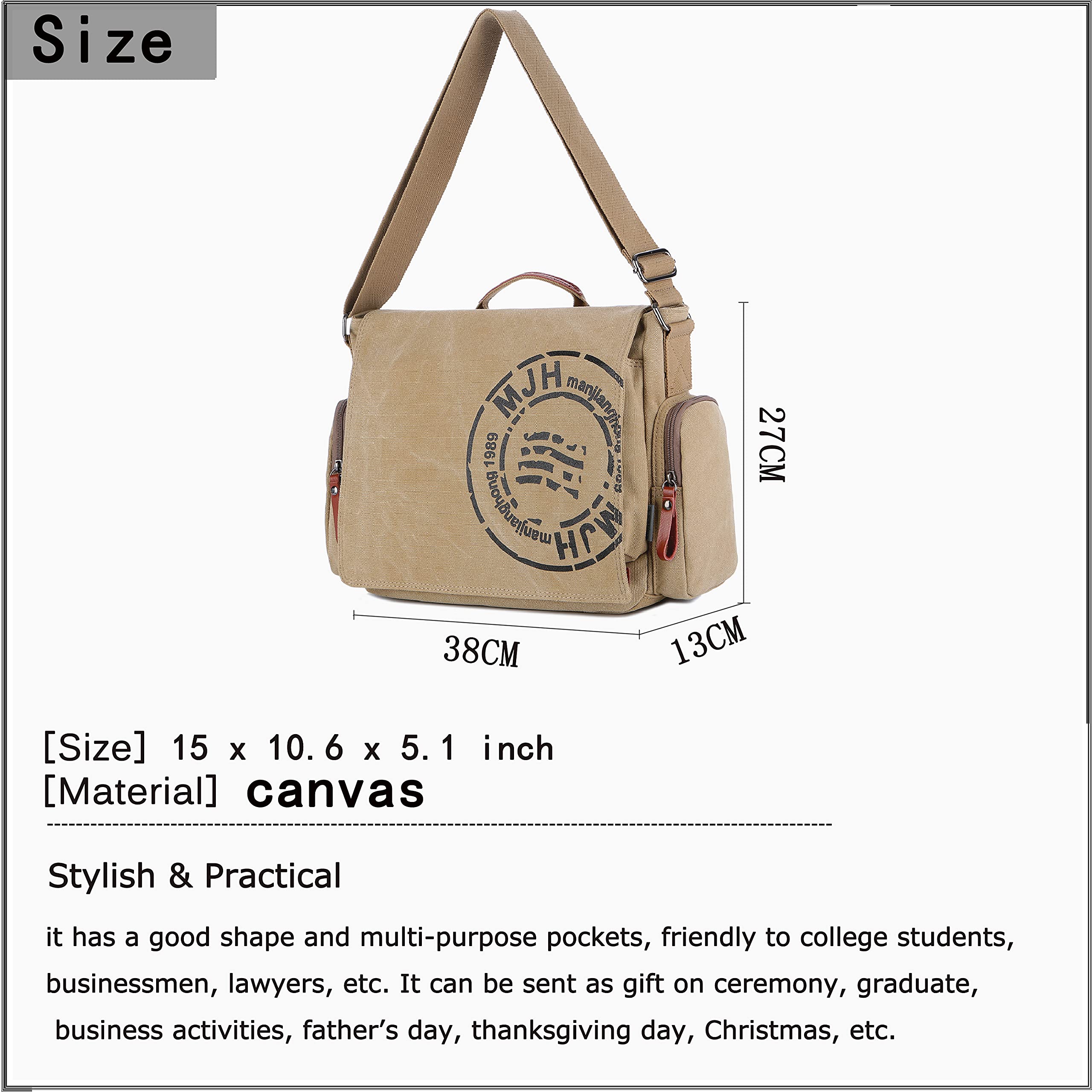 Stylish Canvas Messenger Bag for Men - Durable Travel Shoulder Bag with 13.5