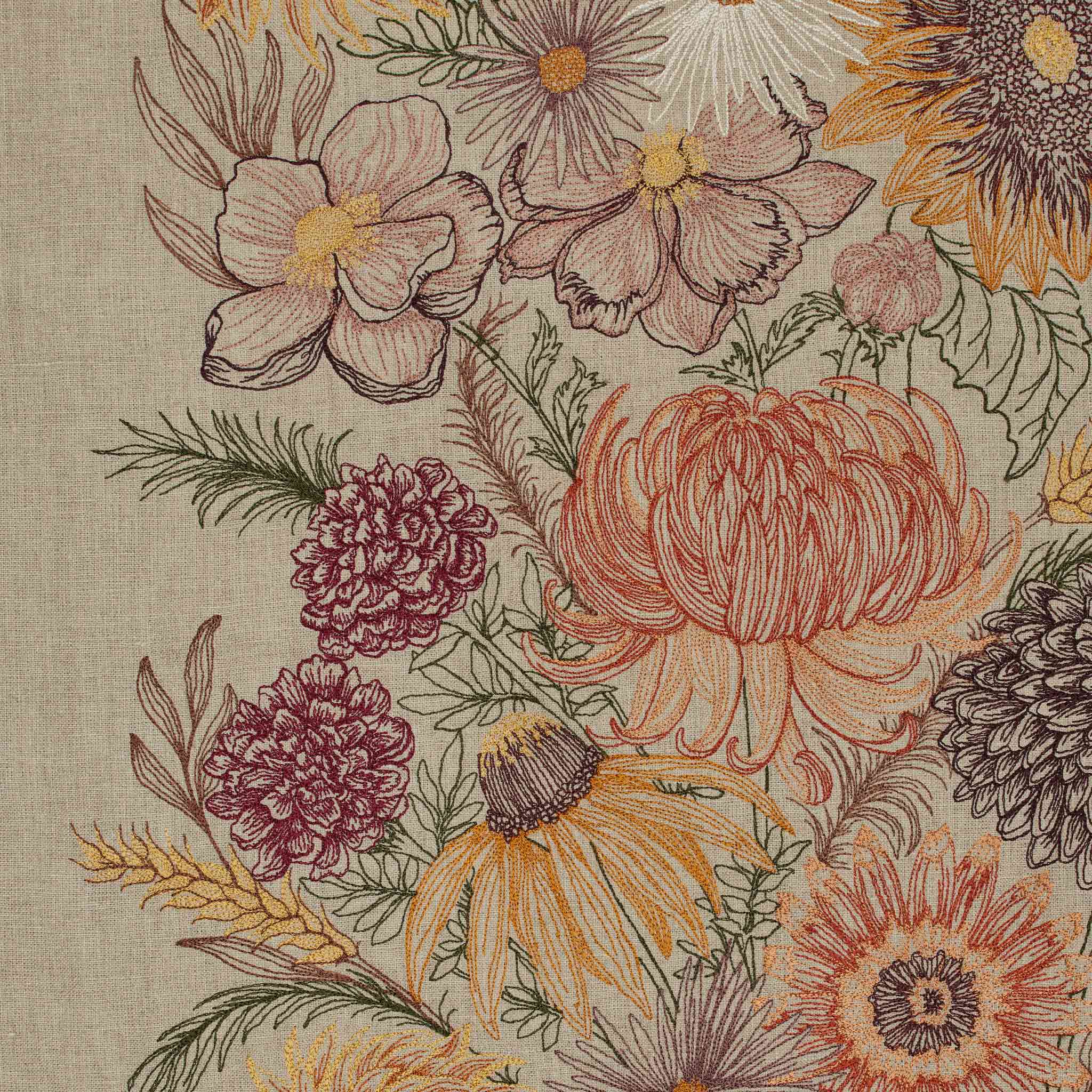 Autumn Blossoms Table Runner - Floral Cotton Table Decor for Thanksgiving & Fall | Coral & Tusk | Perfect for Dining Tables, Centerpieces & Seasonal Home Decor