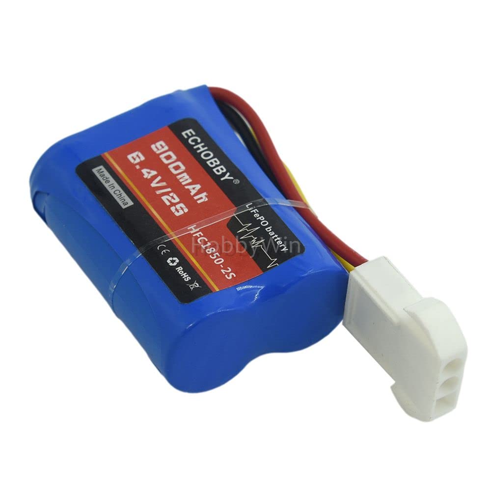 6.4V 2S 900mAh 18500 LiFePO4 Rechargeable Battery Pack with EL4.5-3P Female Plug for RC Cars, Racing Vehicles & Speed Boats - Perfect for High-Performance Remote Control Hobbies