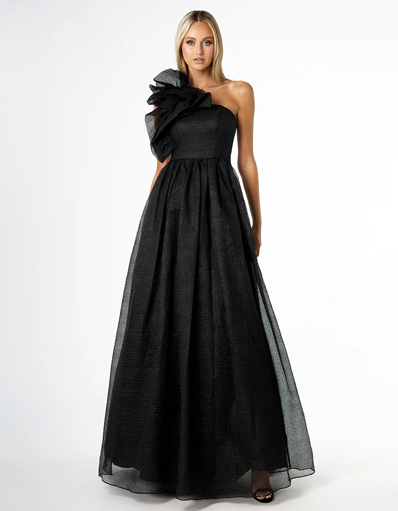 Corena Elegant One Shoulder Ruffle Ball Gown for Prom, Wedding & Formal Events - Perfect for Evening Galas, Bridal Showers & Special Occasions