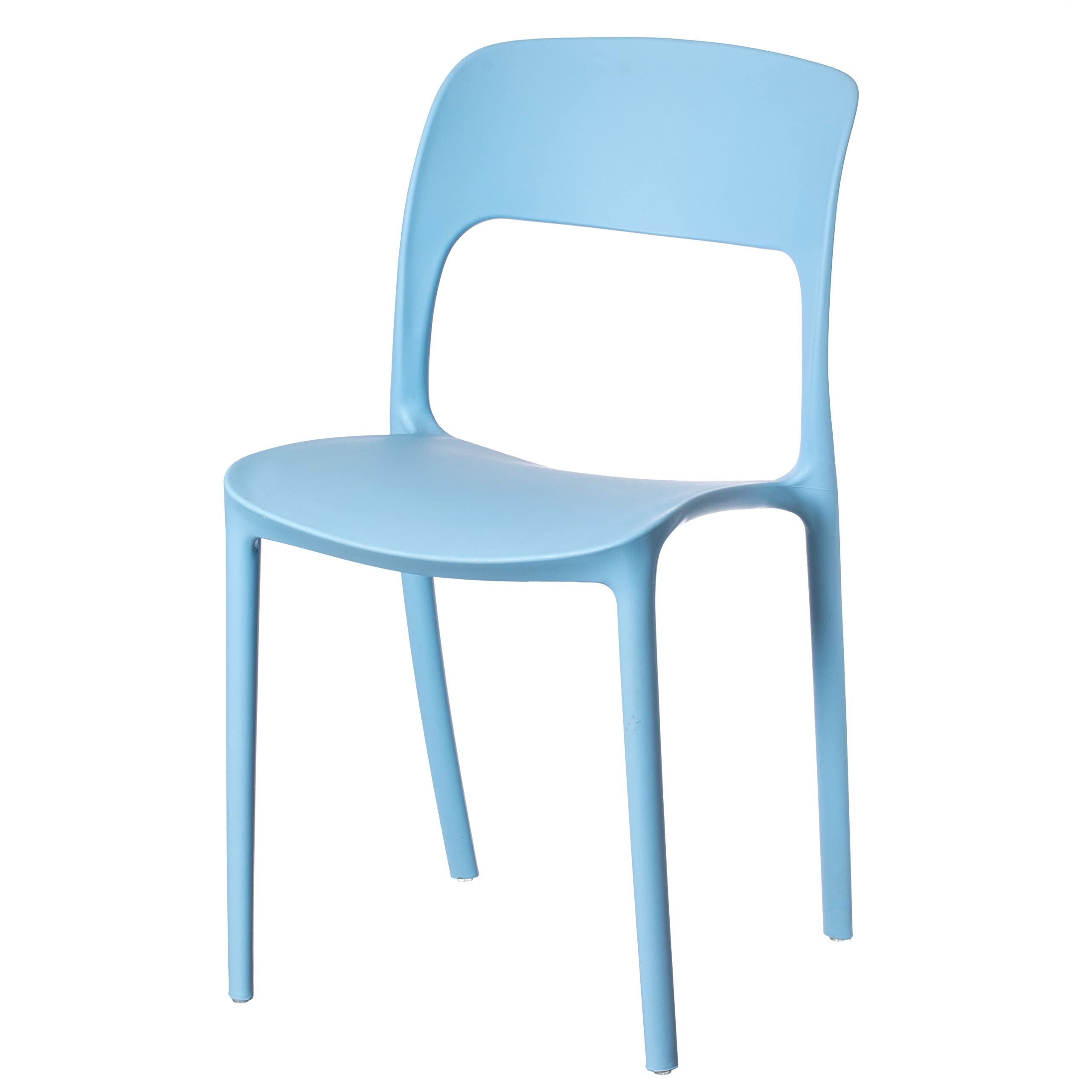 Fabulaxe Modern Plastic Outdoor Dining Chair with Open Curved Back - Lightweight & Weather-Resistant Patio Furniture for Garden, Poolside, and Backyard Dining (Blue)