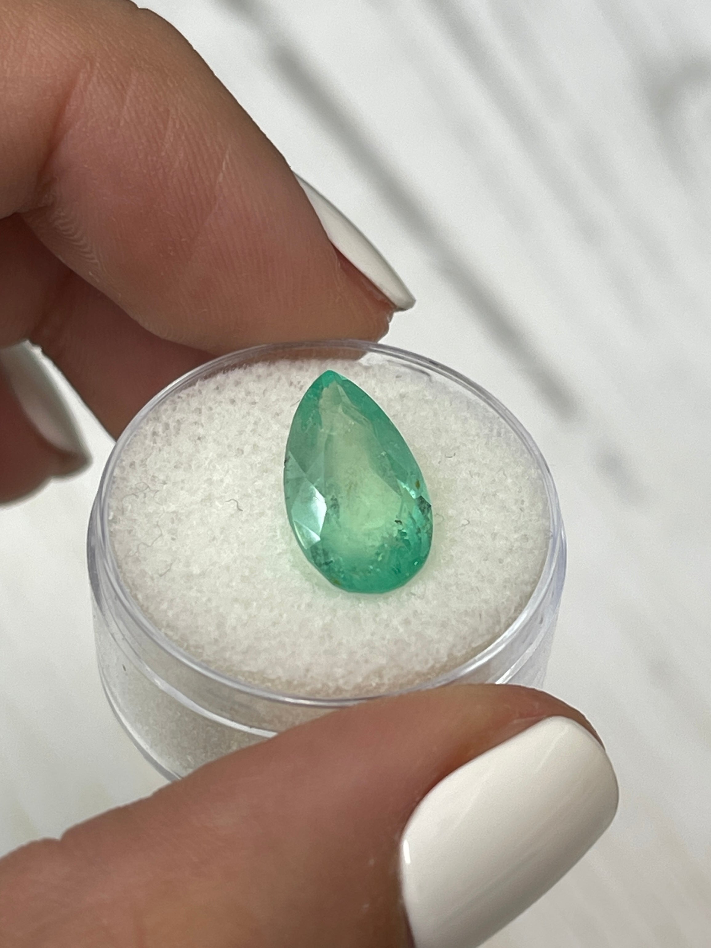 4.20 Carat Light Green Natural Loose Colombian Emerald Pear Cut Gemstone for Jewelry Making - Engagement Rings, Necklaces & Earrings