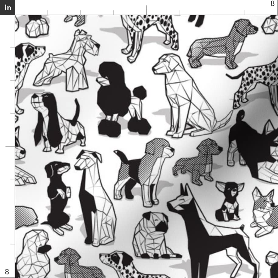 Dog Breeds Printed Minky Fabric by The Yard - Small Scale Geometric Black & White Pet Pattern for Sewing Baby Blankets, Quilt Backing & Plush Toys | Soft Cuddle Fabric for DIY Pet Accessories & Nursery Decor