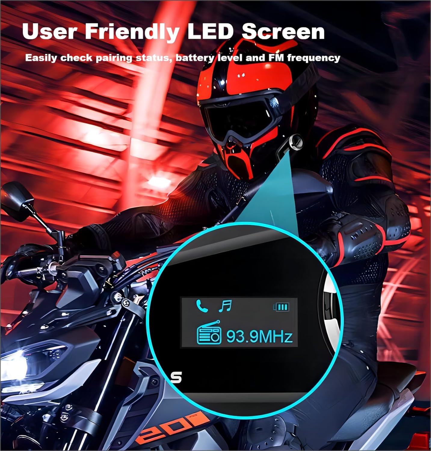 Fodsports FX6 Bluetooth Motorcycle Headset - 6 Rider Intercom System with 1000m Range, Voice Control & LED Display (2 Pack FX6S) - Perfect for Group Rides, Touring & Motorcycle Communication While Charging