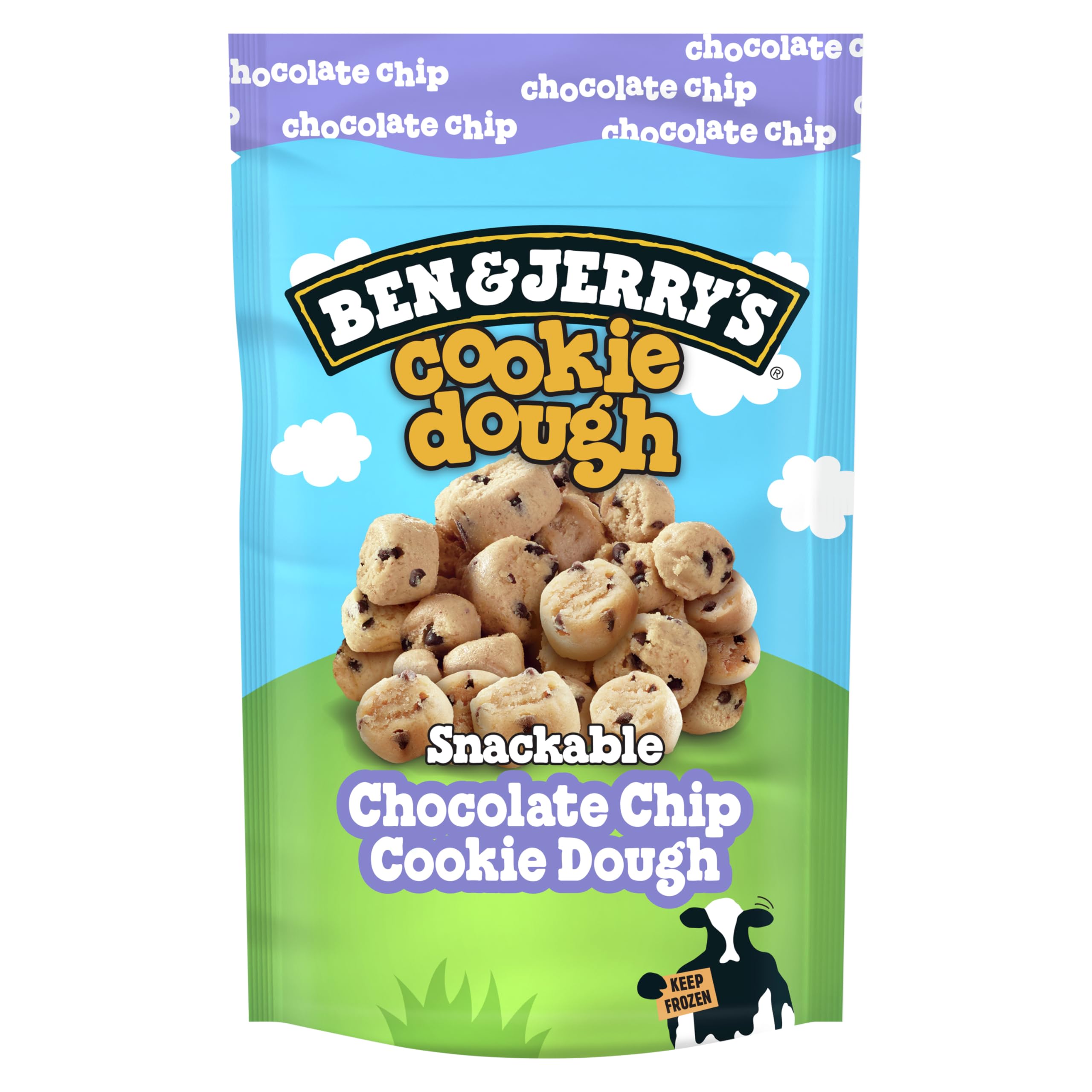 Ben & Jerry's Non-GMO Chocolate Chip Cookie Dough Chunks 8 oz - Perfect for Ice Cream Toppings, Baking & Snacking