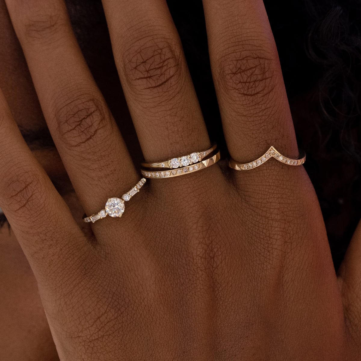 Peak Aurelia 14K Gold Champagne Diamond Wedding Band Ring for Women - Elegant Stackable Bridal Ring for Engagement, Anniversary & Special Occasions