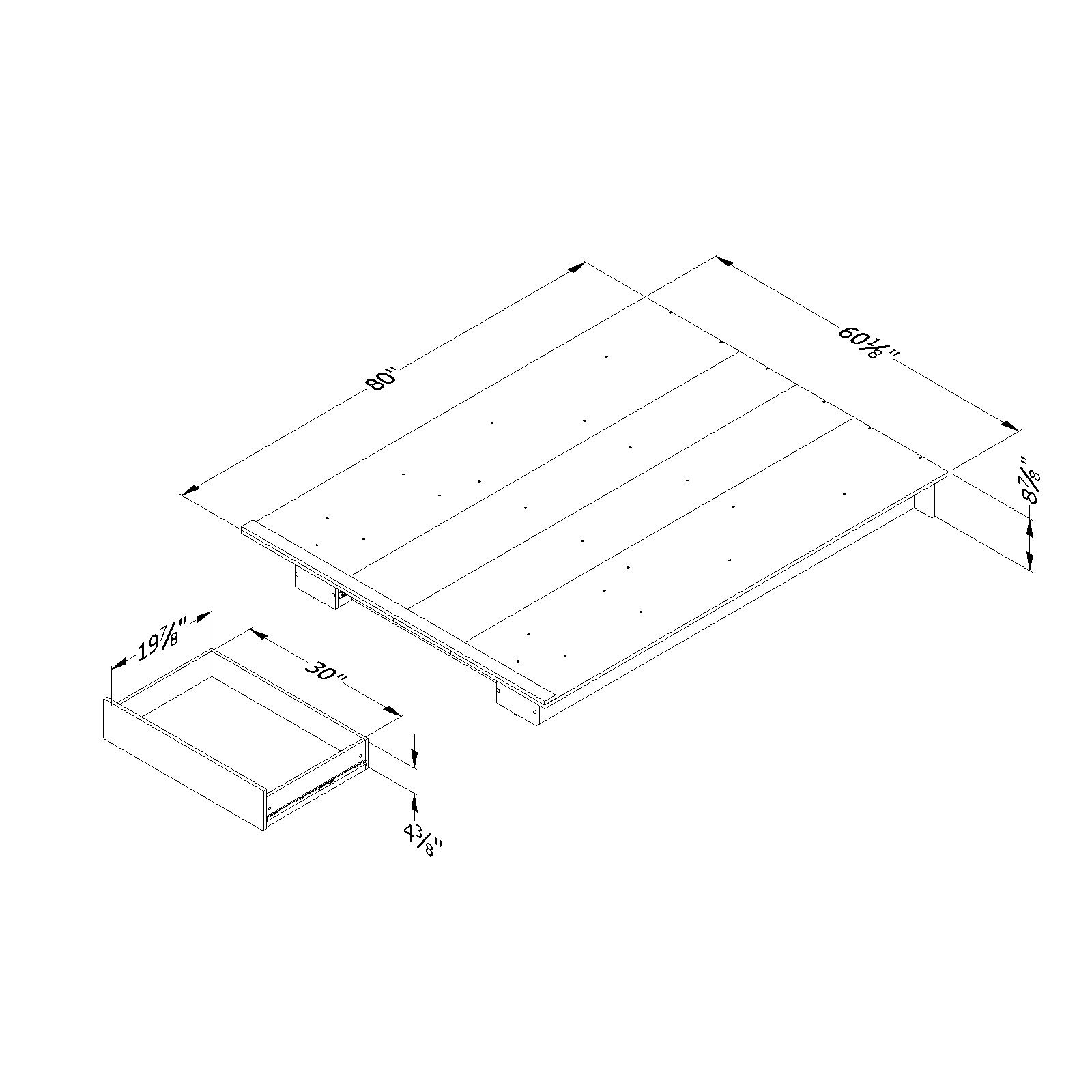 South Shore SOUCS Holland Platform Bed with Drawer - Full/Queen Size, Pure White Finish - Modern Bedroom Furniture for Small Spaces & Guest Rooms