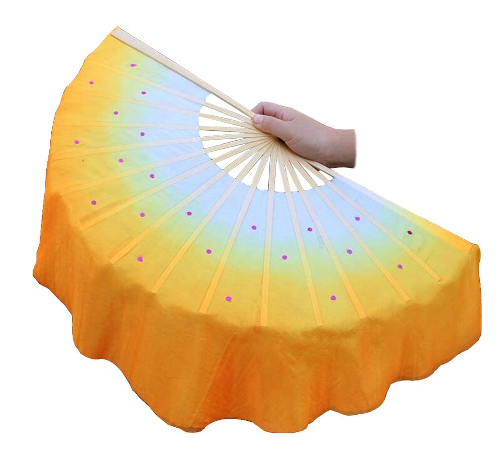 Elegant Black Chinese Folk Dance Fan - Handmade Silk Folding Fan with Fluttering Veil for Performances & Weddings | Traditional Asian Dance Accessory