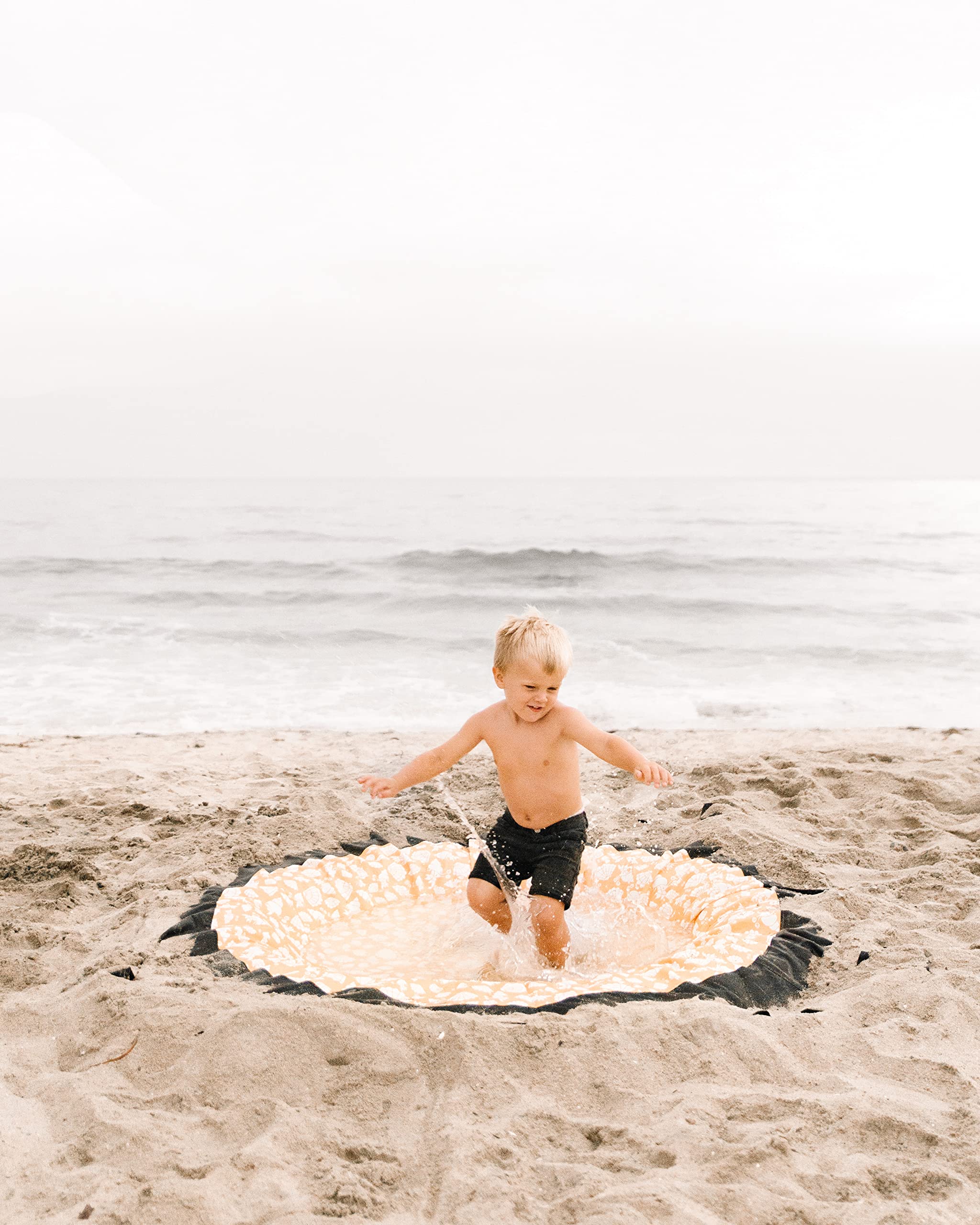 Flexible Kids Beach Pool - Portable & Durable Puddle for Outdoor Water Play - Perfect for Beach, Backyard, and Summer Fun (Orange)