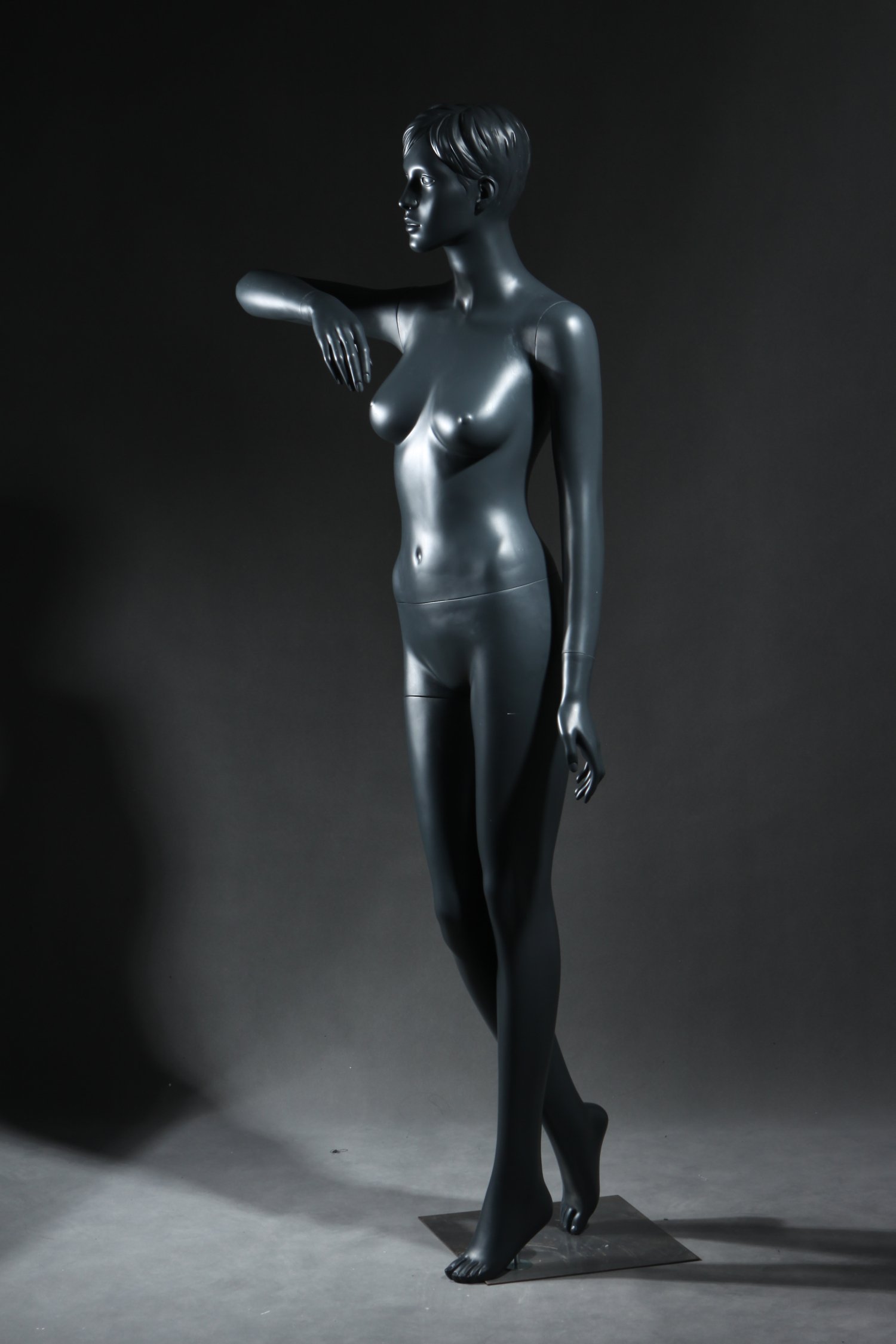Abstract Style Grey Fiberglass Female Full Body Mannequin for Clothing Store Display, Window Dressing, and Fashion Boutique Visual Merchandising