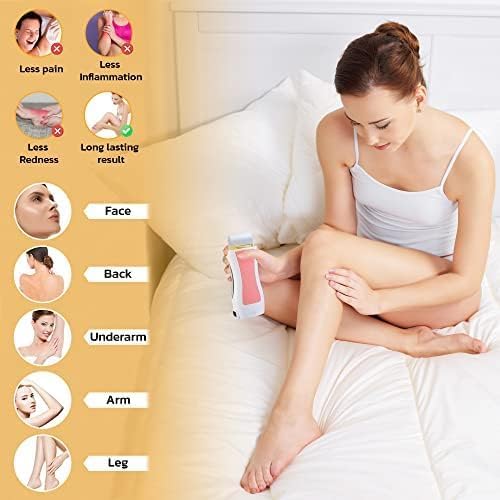 CUVLY Roll-On Wax Kit with Wax Heater Machine & Refill Cartridges | Professional Hair Removal Waxing Kit for Women & Men | Includes Wax Strips & Wipes | At-Home Salon Waxing for Legs, Bikini, Face & Body
