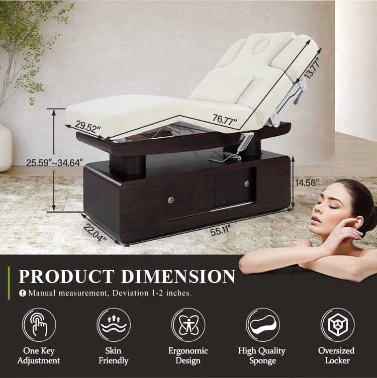 Premium White Oak SPA Beauty Bed G051 - Professional Massage Table for Home & Salon Relaxation
