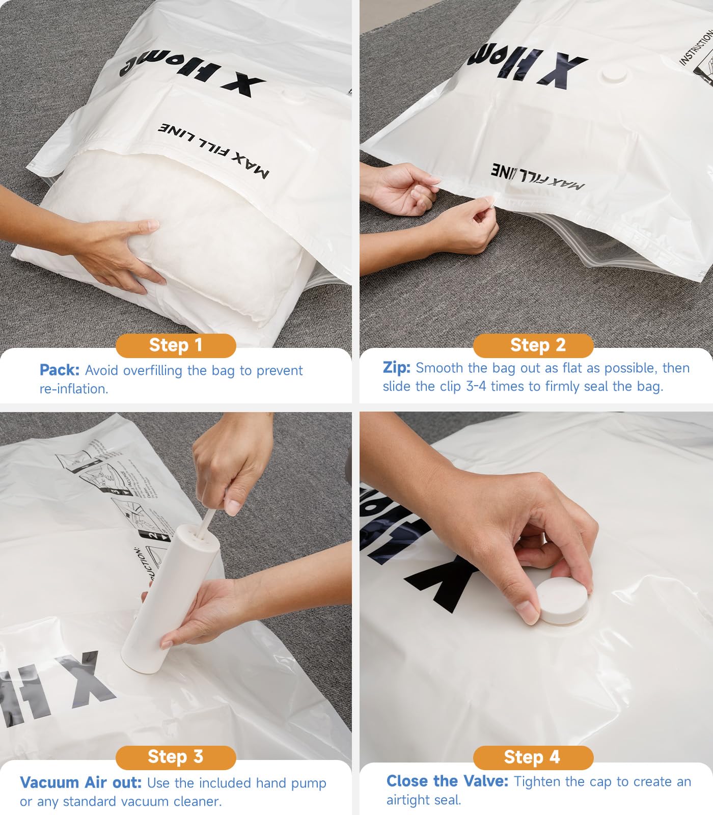 20 Pack Vacuum Storage Bags - 80% Space Saving Vacuum Seal Bags for Clothes, Bedding, Blankets & Comforters | Includes Travel Hand Pump (5 Jumbo+5L+5M+5S) | Perfect for Home Organization, Travel & Seasonal Storage