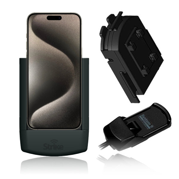 iPhone 15 Pro Max Car Mount with Strike Alpha Cradle & Adapter - Perfect for Bury System 9 - Secure Hands-Free Driving Solution for Commuters & Road Trips