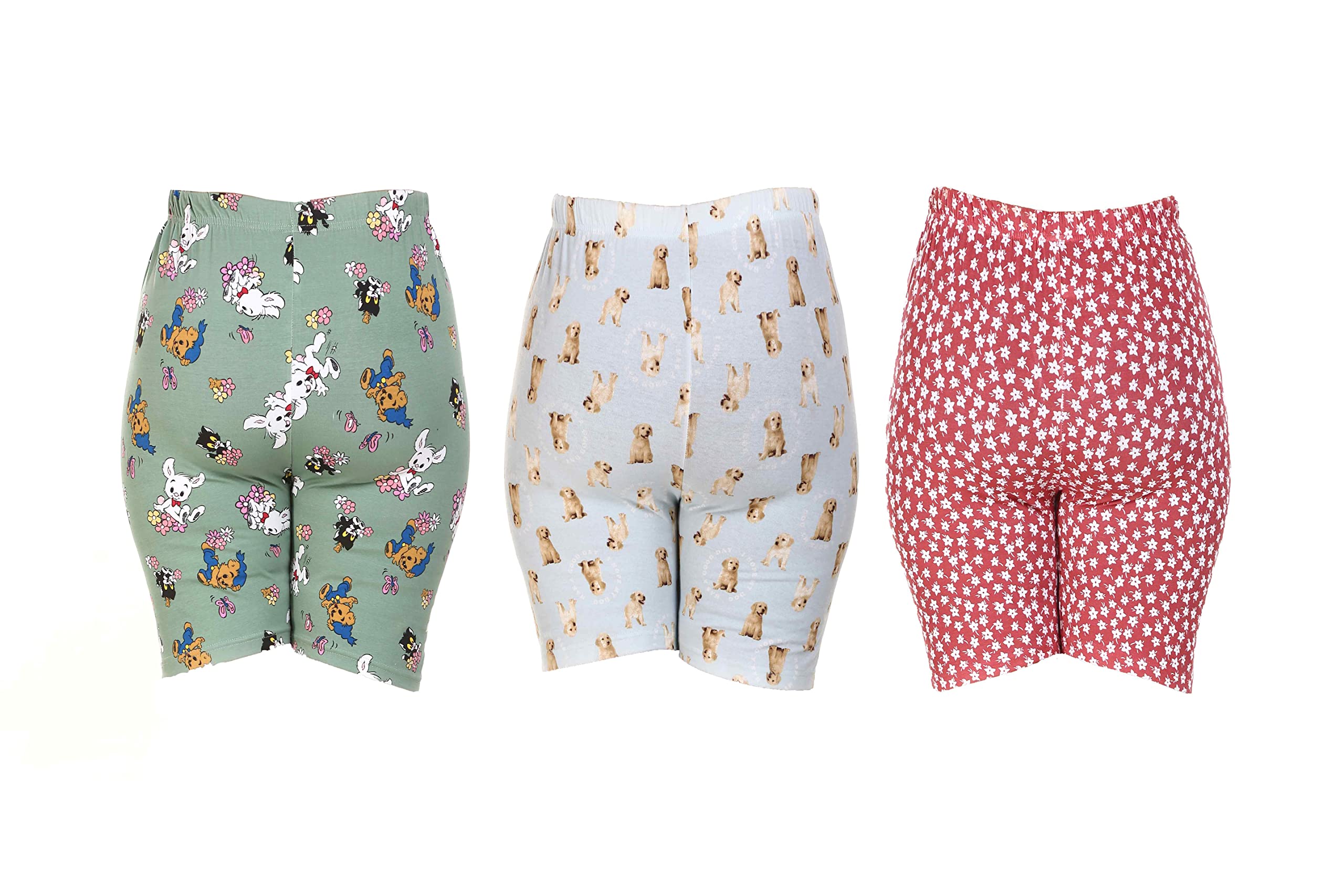 MUKHAKSH 3-Pack Girls Cotton Printed Shorts - Yoga, Running, Gym, Lounge, Beach & Casual Wear - High Quality Export Comfort (Prints May Vary) | Perfect for Workouts, Sleepwear & Summer Activities