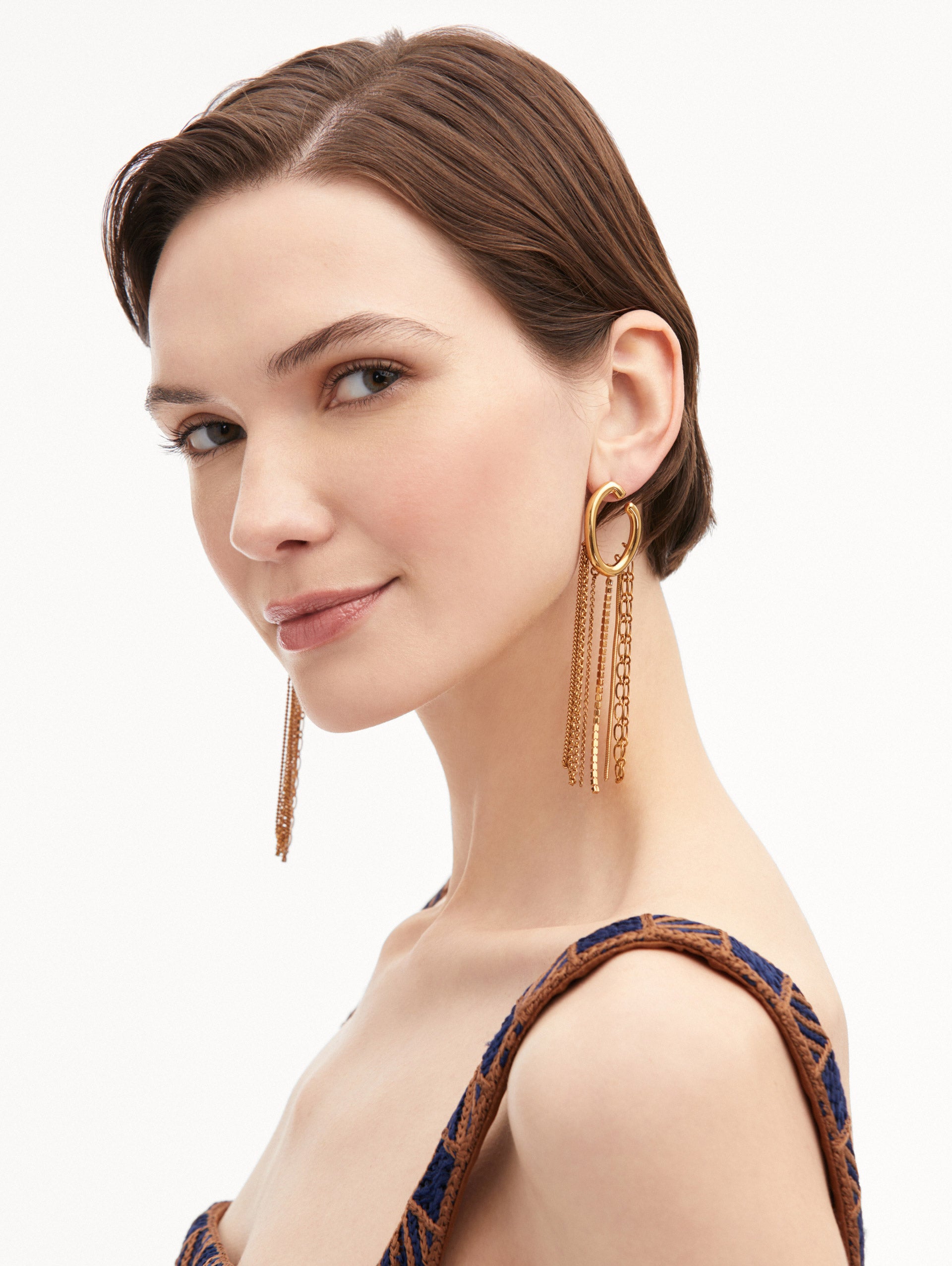 Trendy O Chain Fringe Earrings for Women - Boho Chic Dangle Drop Earrings for Party, Wedding & Everyday Wear