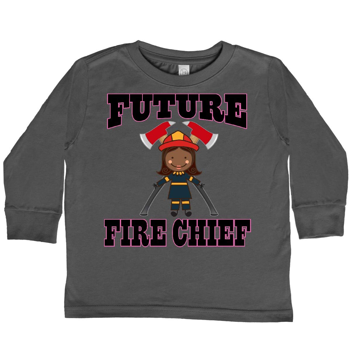 Future Fire Chief Girl Firefighter Toddler Long Sleeve T-Shirt - Cute Toddler Outfit for Playtime, Dress Up & Firefighter Theme Parties