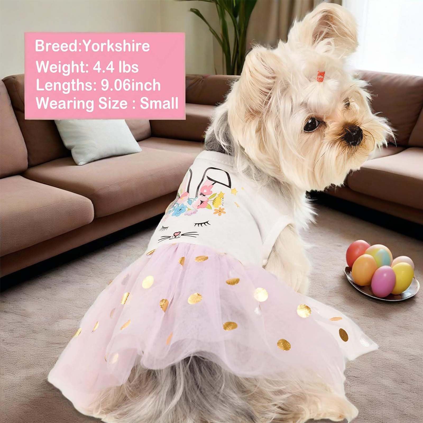 Easter Dog Dress for Small Dogs - Puppy Costume Outfit for Chihuahua, Yorkie & Cats - Rabbit Design X-Small Pet Clothing for Spring & Summer (Perfect for Easter Photos, Pet Parties & Seasonal Celebrations)