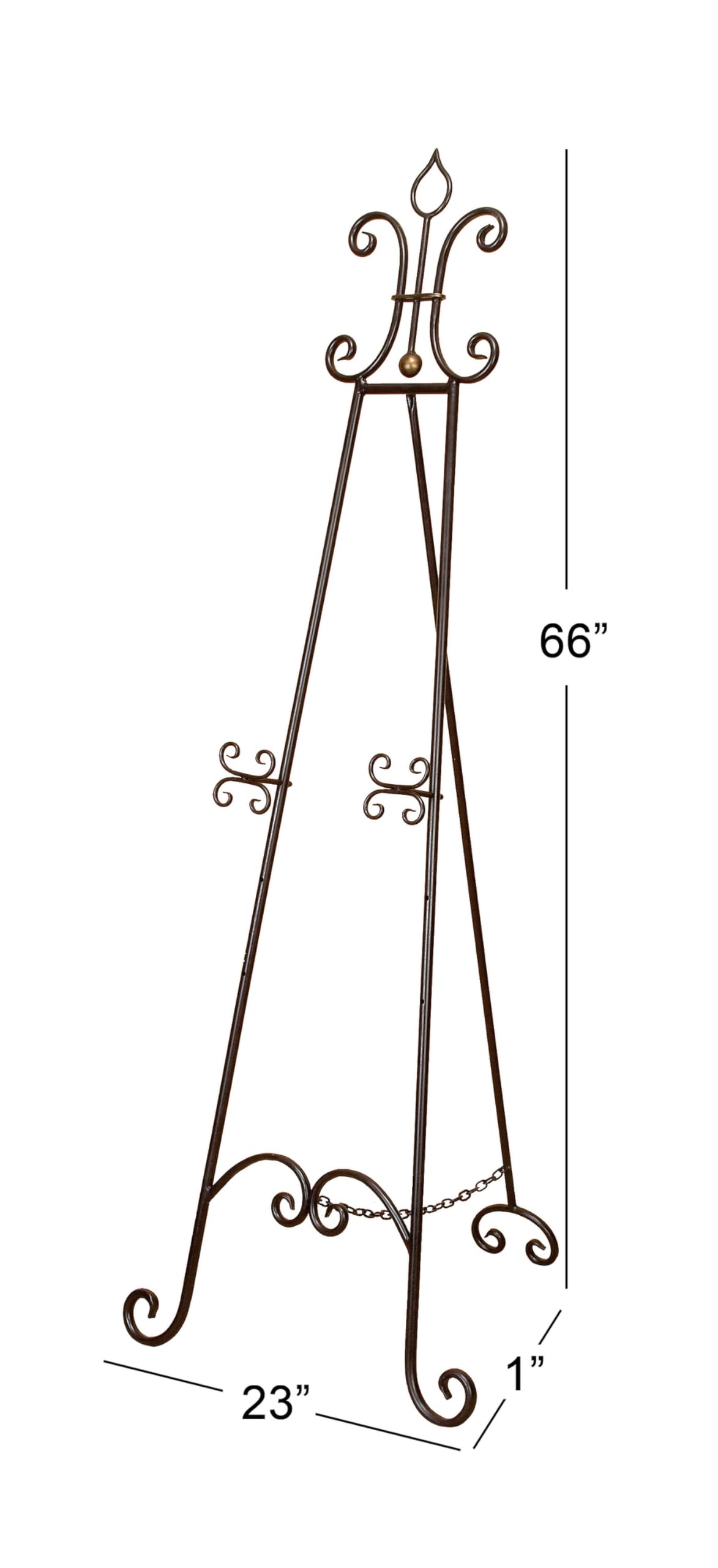 Deco 79 Extra Large Black Metal Scroll Adjustable Display Stand Easel with Chain Support - 23