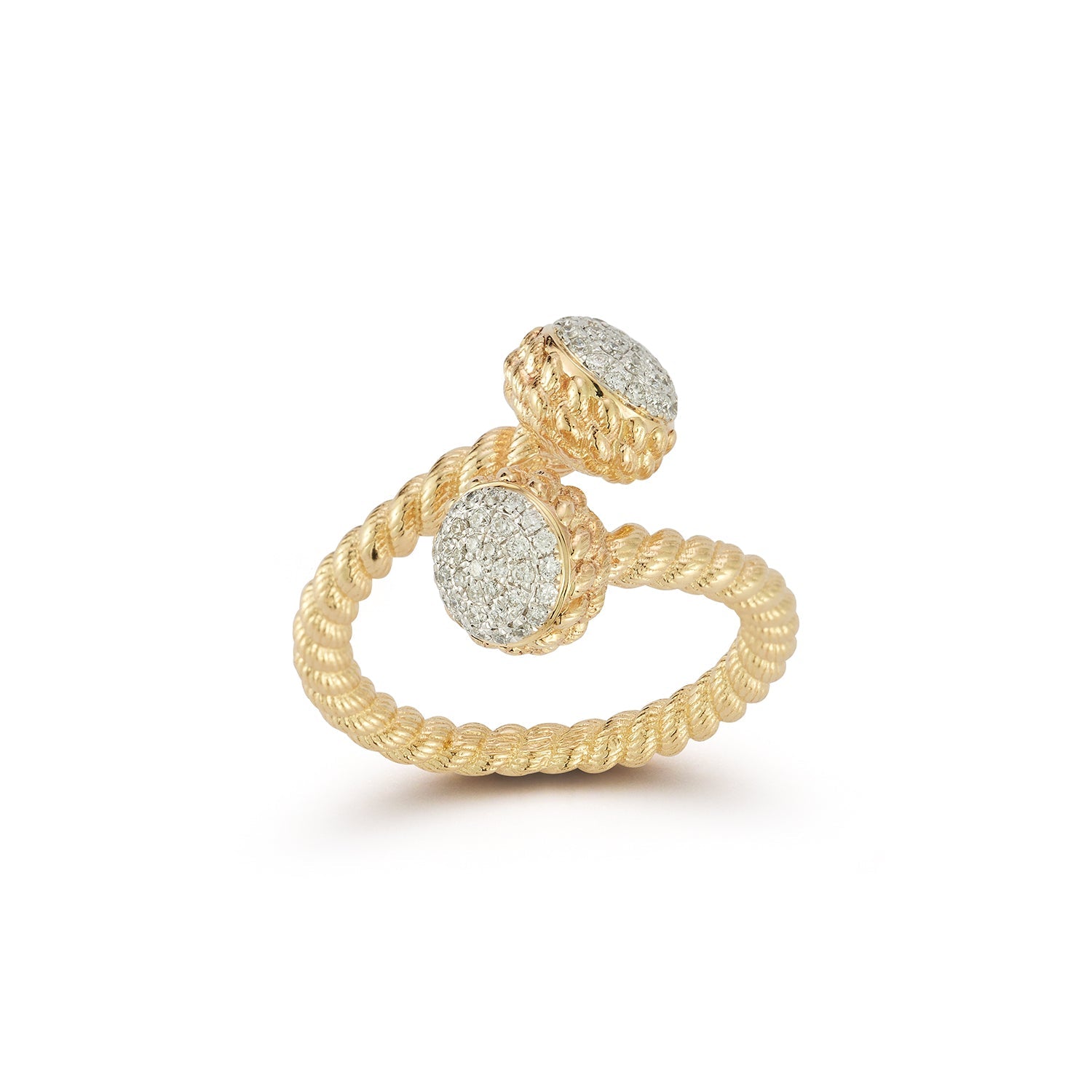 Leona Diamond Bypass Ring - 14K Gold Stackable Wedding Band for Women, Elegant Diamond Engagement Ring | Perfect for Anniversaries, Proposals & Special Occasions