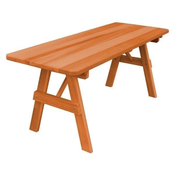 Premium Western Red Cedar Wood Traditional Dining Table - Handcrafted Solid Wood Table for Kitchen, Dining Room & Outdoor Patio - Rustic Farmhouse Style Furniture for Home Decor