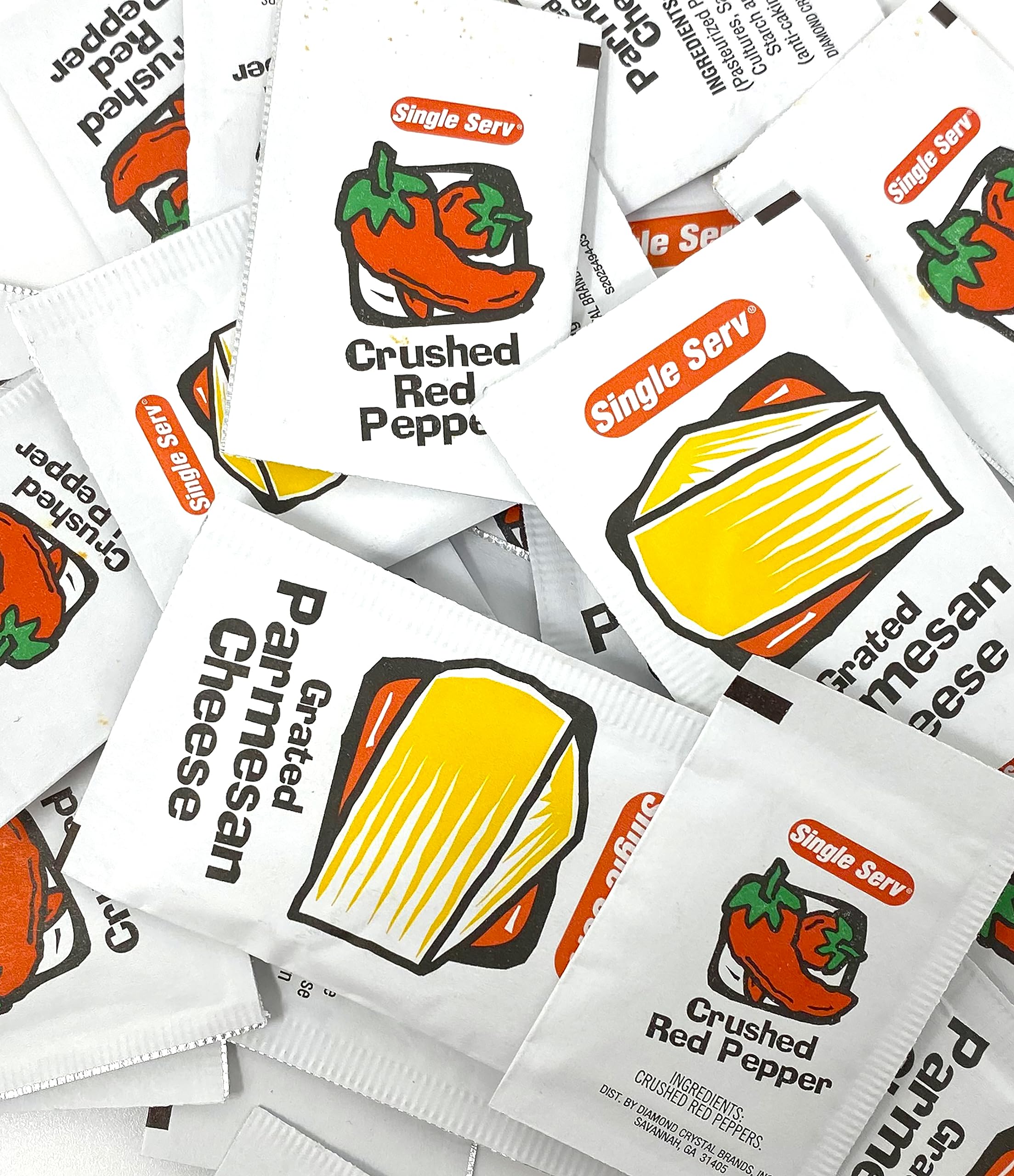 Single Serve Parmesan Cheese & Crushed Red Pepper Packets - 50 Each (100 Pack) | Portion Control for Pizza, Pasta & Salads | Restaurant & Takeout Style Seasoning