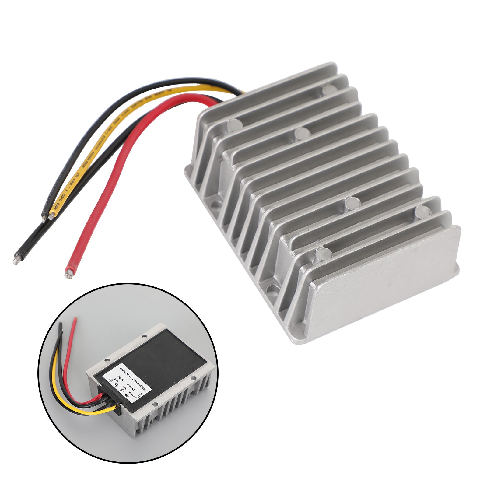 10A 480W Waterproof DC-DC Converter Power Supply Regulator - 24V to 48V Step Up Voltage Booster for Solar Panels, RVs, Marine & Industrial Applications