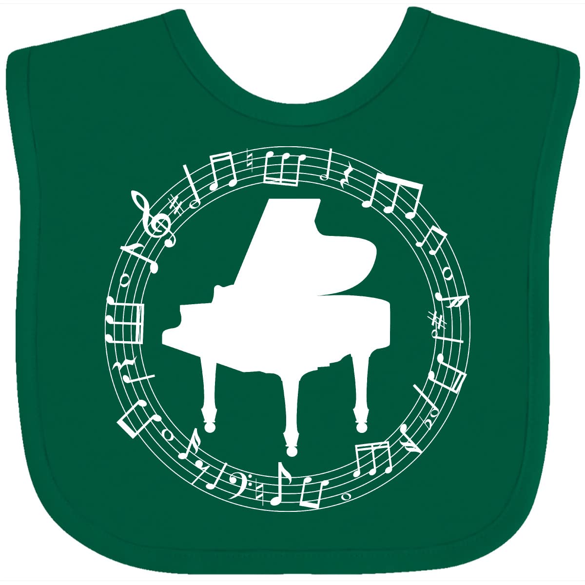 Inktastic Piano Teacher or Student Music Instrument Baby Bib - Cute & Durable Drool Bib for Musicians, Infants & Toddlers - Perfect for Piano Lessons, Music Classes & Everyday Use