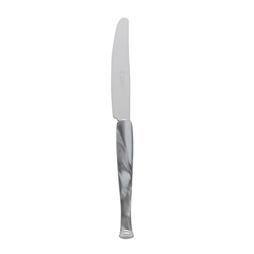 Modern Grey Dinner Knife with Pearl Handles - Italian 18/10 Stainless Steel Silverware from Trevi Perlato Collection | Handmade in Italy | Elegant Flatware for Fine Dining & Dinner Parties