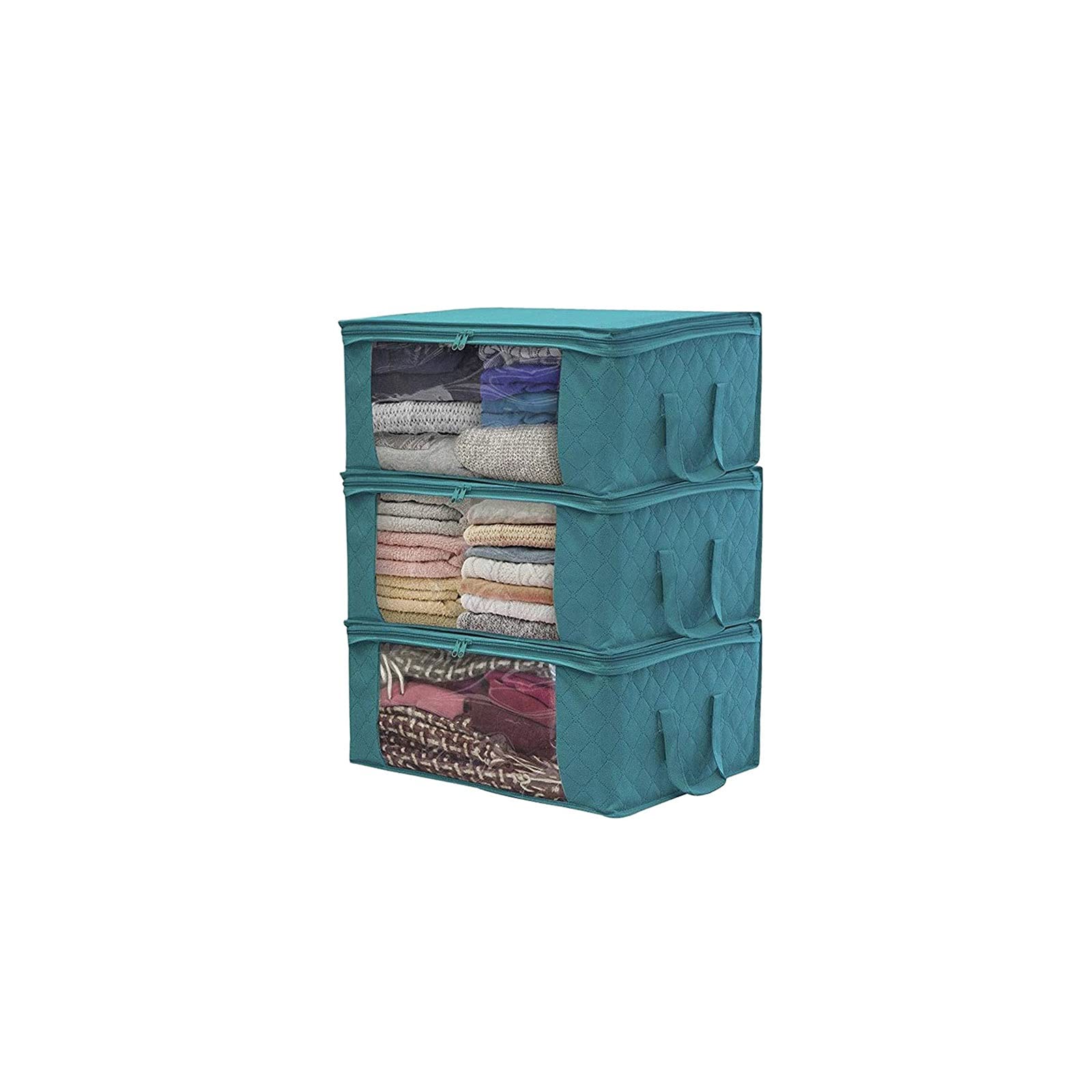 3Pcs Foldable Non-Woven Clothes Storage Organizer - Space Saving Home Storage Box for Quilts, Blankets & Bedding (Gray) | Perfect for Closet, Wardrobe & Seasonal Storage Organization