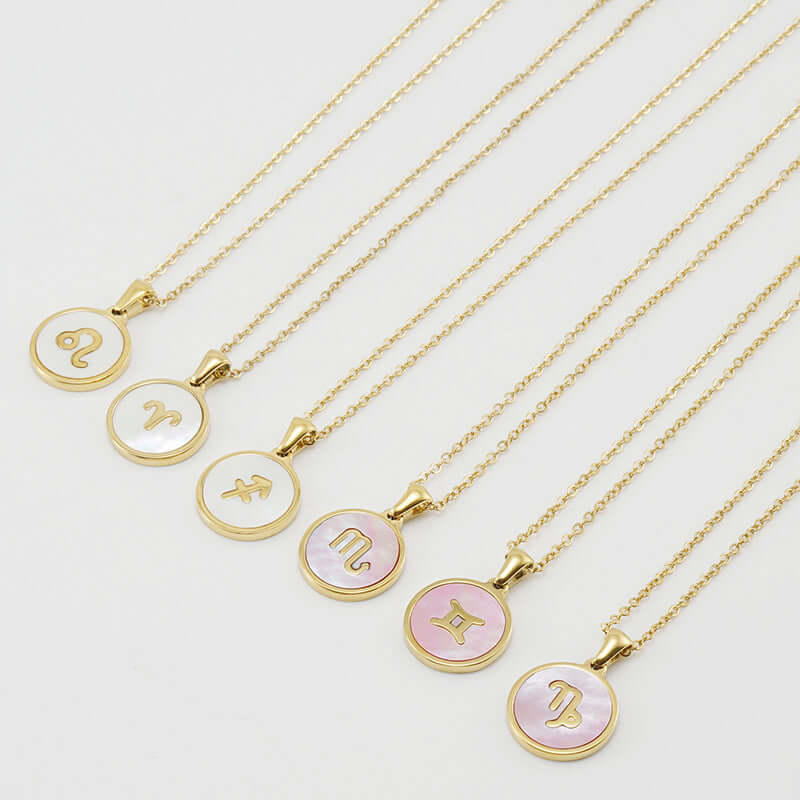18K Gold Retro Zodiac Astrology Pendant Necklace - Personalized Horoscope Jewelry Gift for Women | Perfect for Birthday, Anniversary & Spiritual Occasions