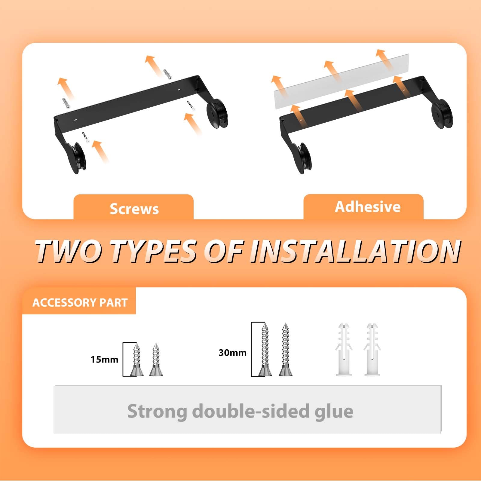 Stainless Steel Under Cabinet Paper Towel Holder - One Hand Tear Adhesive Wall Mount with Ring Spring for Kitchen, Bathroom, Office | Space Saving Black Paper Towel Dispenser for Easy Cleaning & Organization