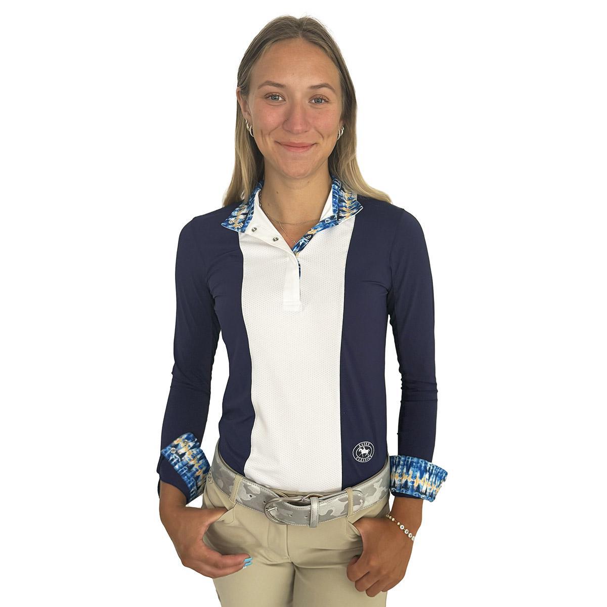 Essex Classics Women's Tie-Dye Luna Performance Long Sleeve Show Shirt - Equestrian Riding & Horse Show Competition Top