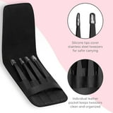 FACEMADE 4-Piece Stainless Steel Tweezers Set for Hair Removal & Makeup - Precise Grooming Tools - Perfect Gift for Beauty Enthusiasts - Use for Eyebrow Shaping, Splinter Removal & Facial Hair Care