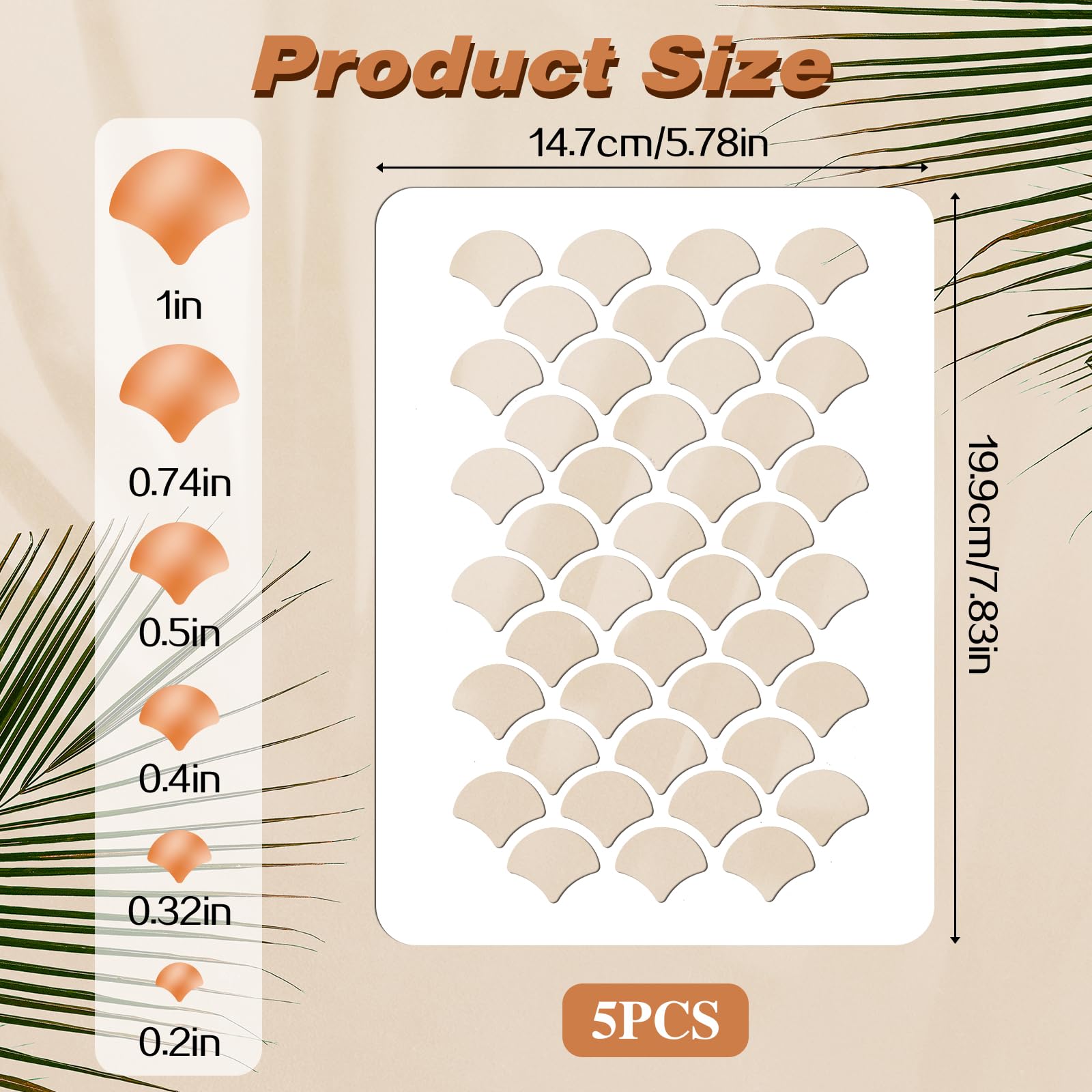 5Pcs Reusable Fish Scale Stencil Template for Face Painting, Makeup, Body Art - DIY Beauty Tool Kit for Halloween, Cosplay, and Costume Parties