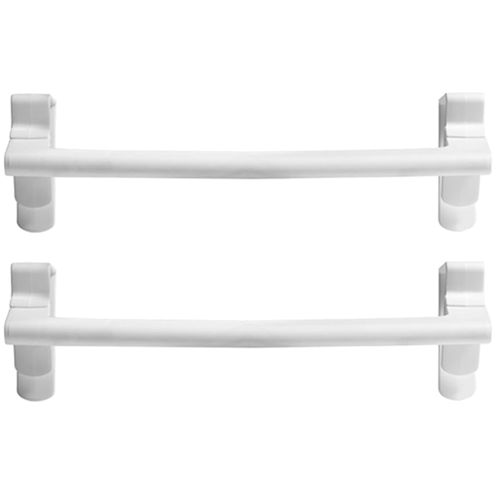 2-Pack No-Drill Over Door Towel Rack - White ABS Cabinet Mount Bathroom Towel Holder & Organizer for Kitchen, Bathroom, and Bedroom Storage