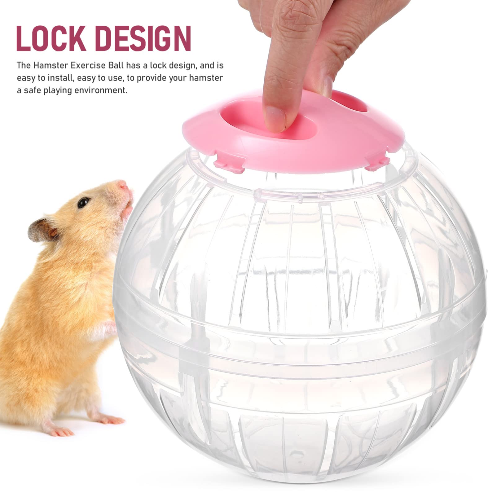 POPETPOP 2PCS Transparent Hamster Exercise Ball & Wheel Set - 5.7 Inch Small Pet Running Toy for Dwarf Hamsters to Increase Activity - Perfect for Cage Play & Safe Indoor Exercise