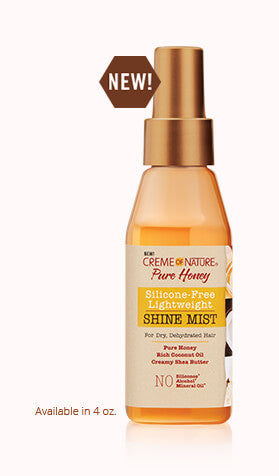 Creme of Nature Pure Honey Silicone-Free Lightweight Shine Mist for Natural Hair - Hydrating & Frizz Control for Curly, Coily & Wavy Hair Types - Perfect for Daily Use & Styling