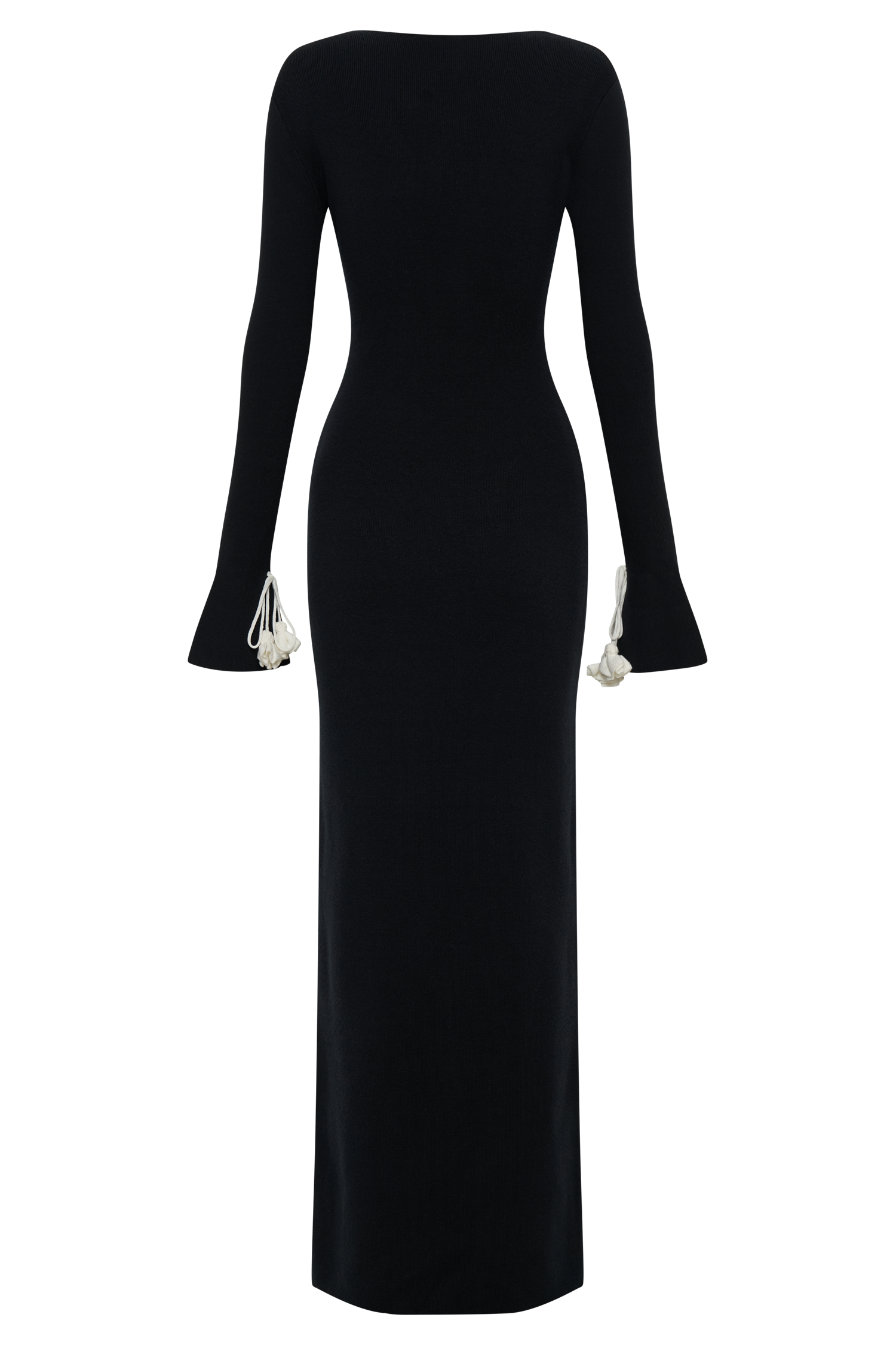 Erica Knit Maxi Dress with Floral Ties - Black & White Flowy Summer Dress for Beach, Vacation & Casual Outings
